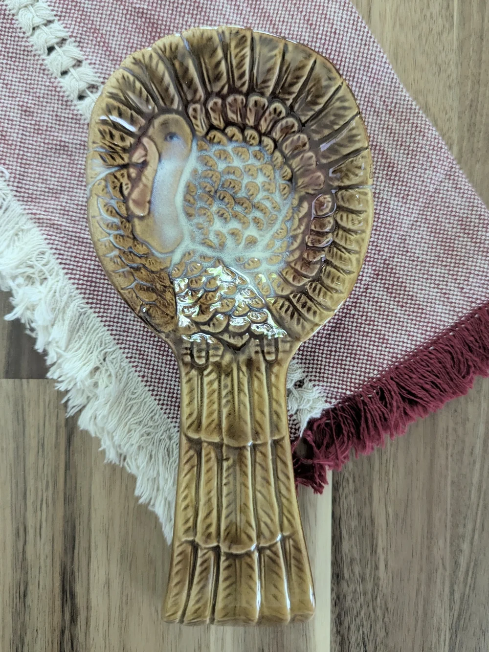 Ceramic Turkey Spoon Rest Fall Thanksgiving Kitchen Decor